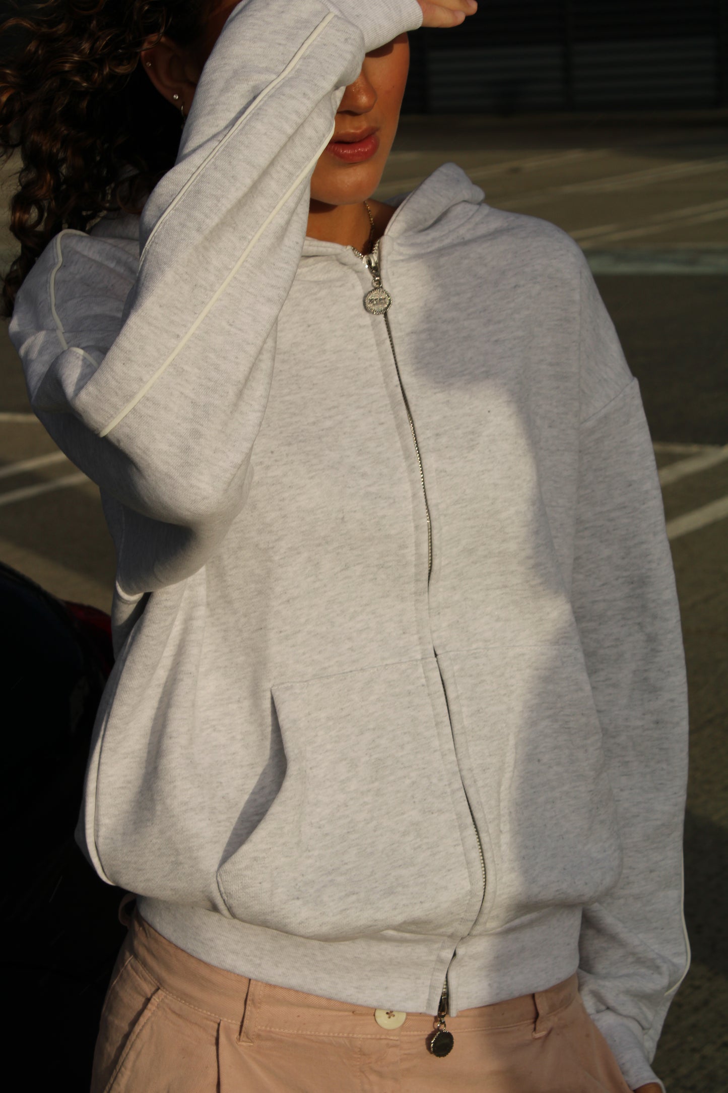 Heavyweight Zip up Hoodie (Light Grey)